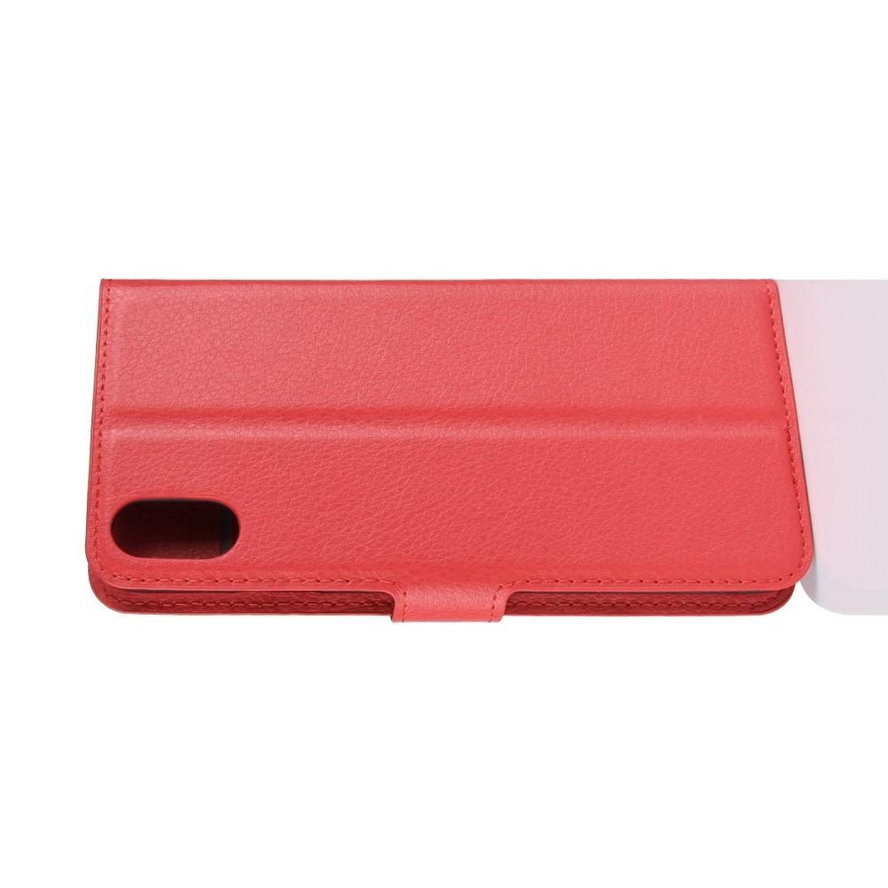 Флип чехол книжка с кошельком подставкой отделениями для карт и магнитной застежкой для iPhone XS Max Красный