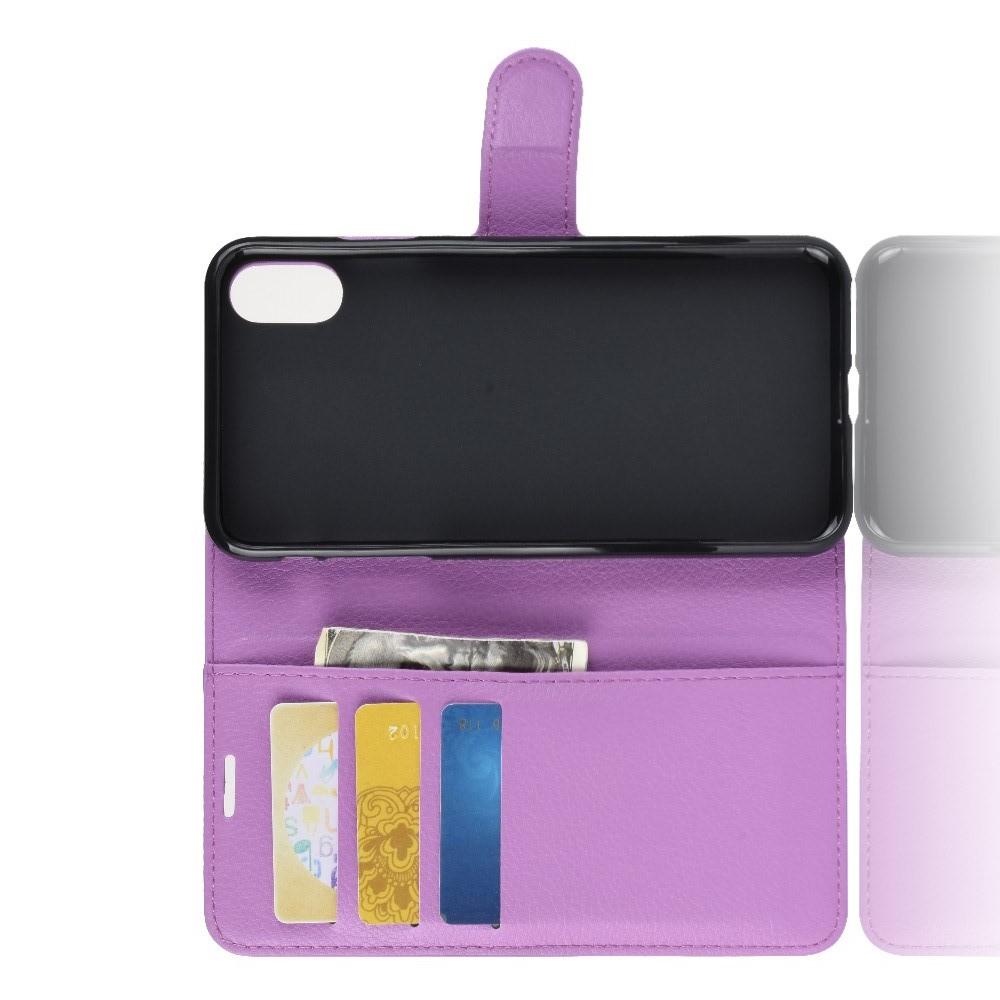 Флип чехол книжка с кошельком подставкой отделениями для карт и магнитной застежкой для iPhone XS Max Фиолетовый