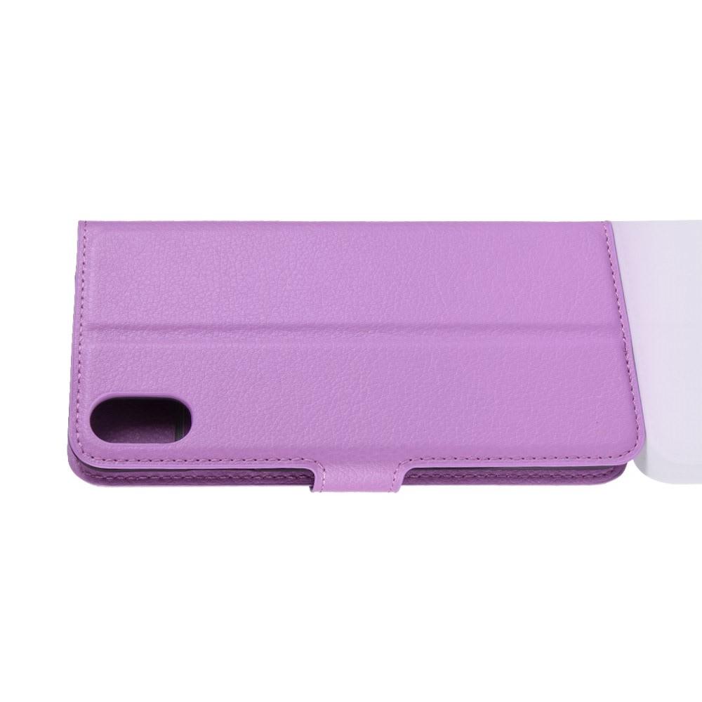 Флип чехол книжка с кошельком подставкой отделениями для карт и магнитной застежкой для iPhone XS Max Фиолетовый