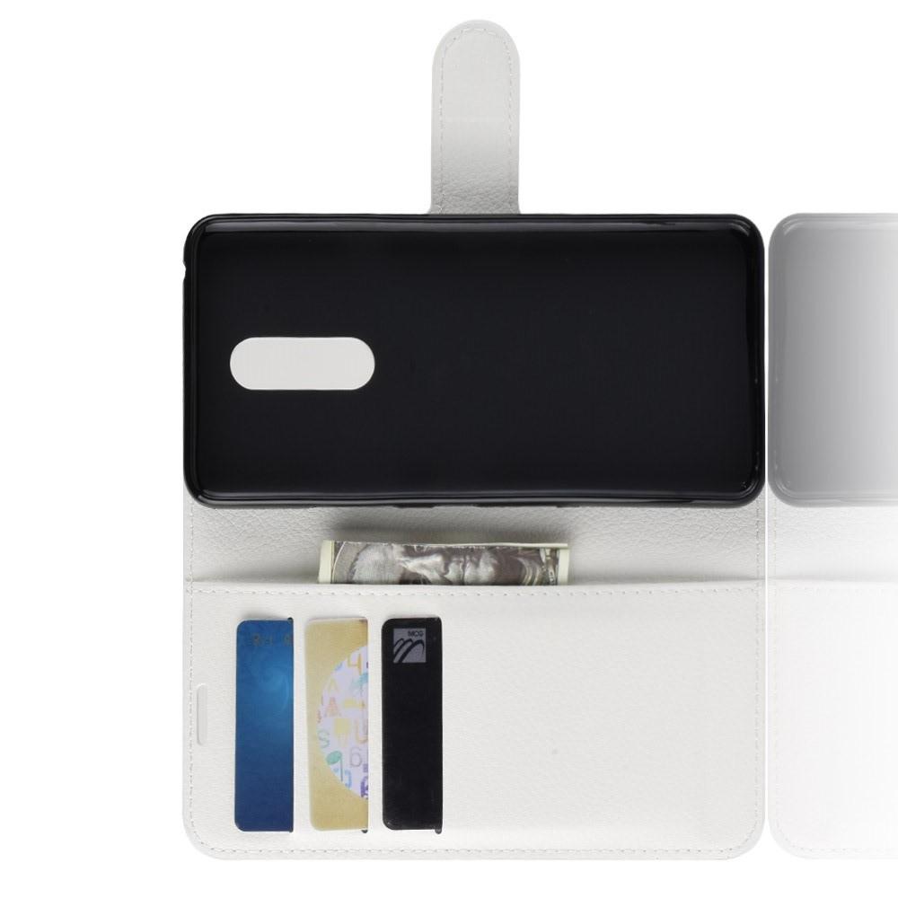 Флип чехол книжка с кошельком подставкой отделениями для карт и магнитной застежкой для LG G7 Fit Белый