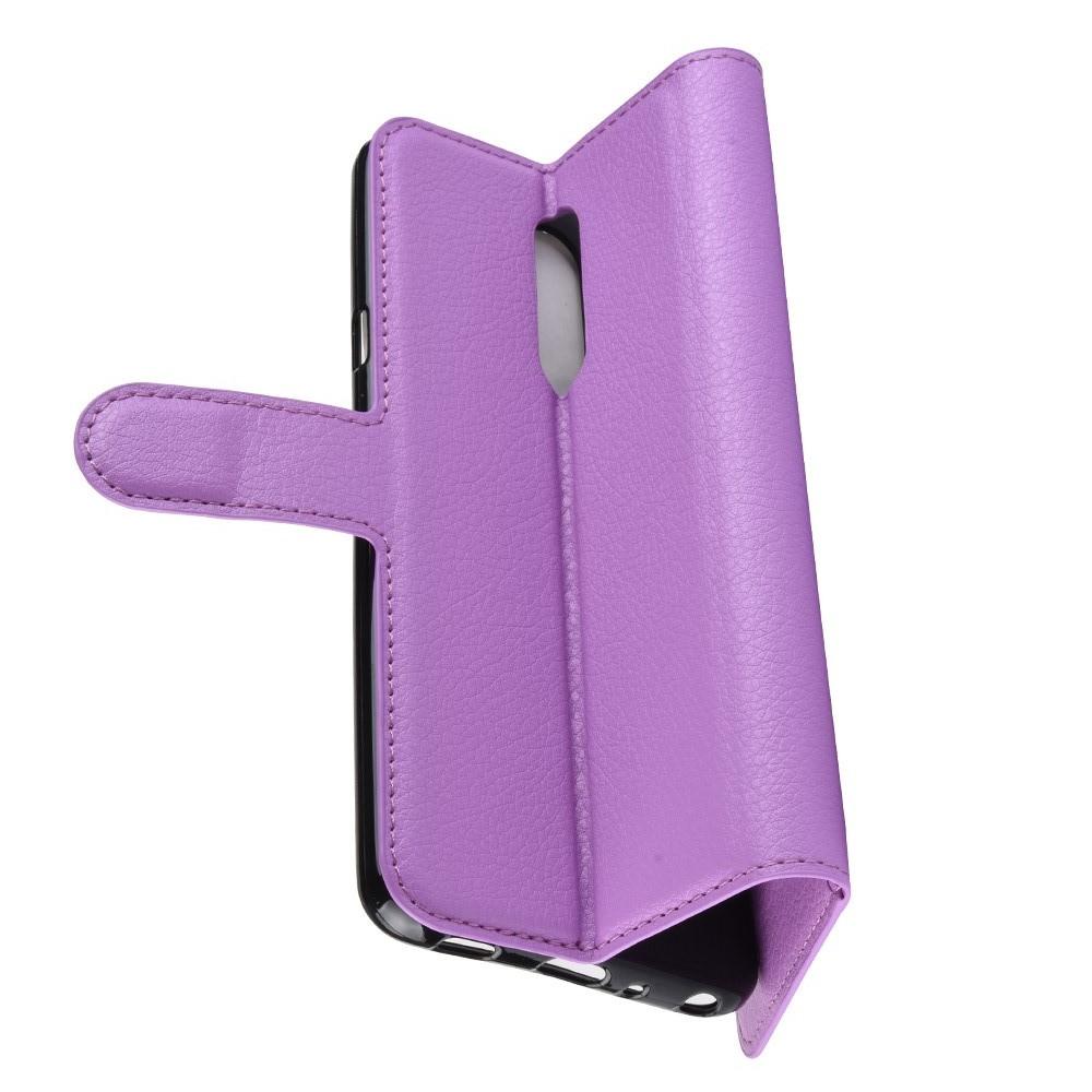 Флип чехол книжка с кошельком подставкой отделениями для карт и магнитной застежкой для LG G7 Fit Фиолетовый
