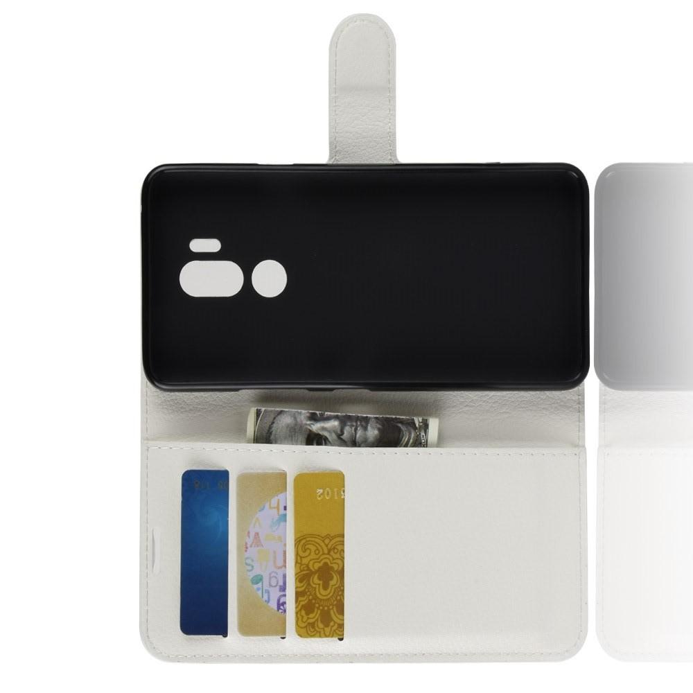 Флип чехол книжка с кошельком подставкой отделениями для карт и магнитной застежкой для LG G7 ThinQ Белый