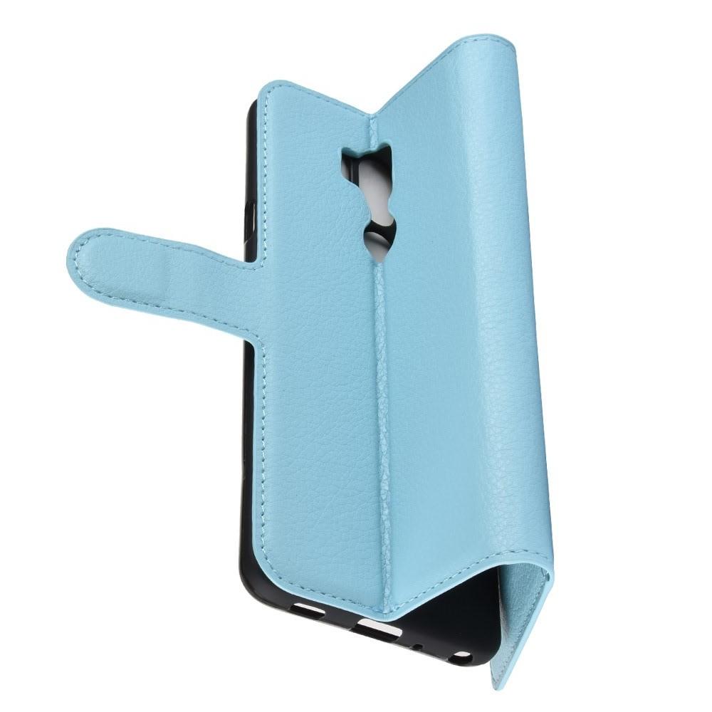 Флип чехол книжка с кошельком подставкой отделениями для карт и магнитной застежкой для LG G7 ThinQ Голубой