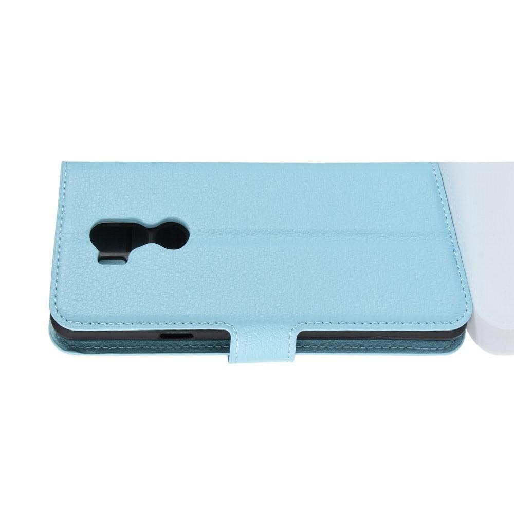 Флип чехол книжка с кошельком подставкой отделениями для карт и магнитной застежкой для LG G7 ThinQ Голубой