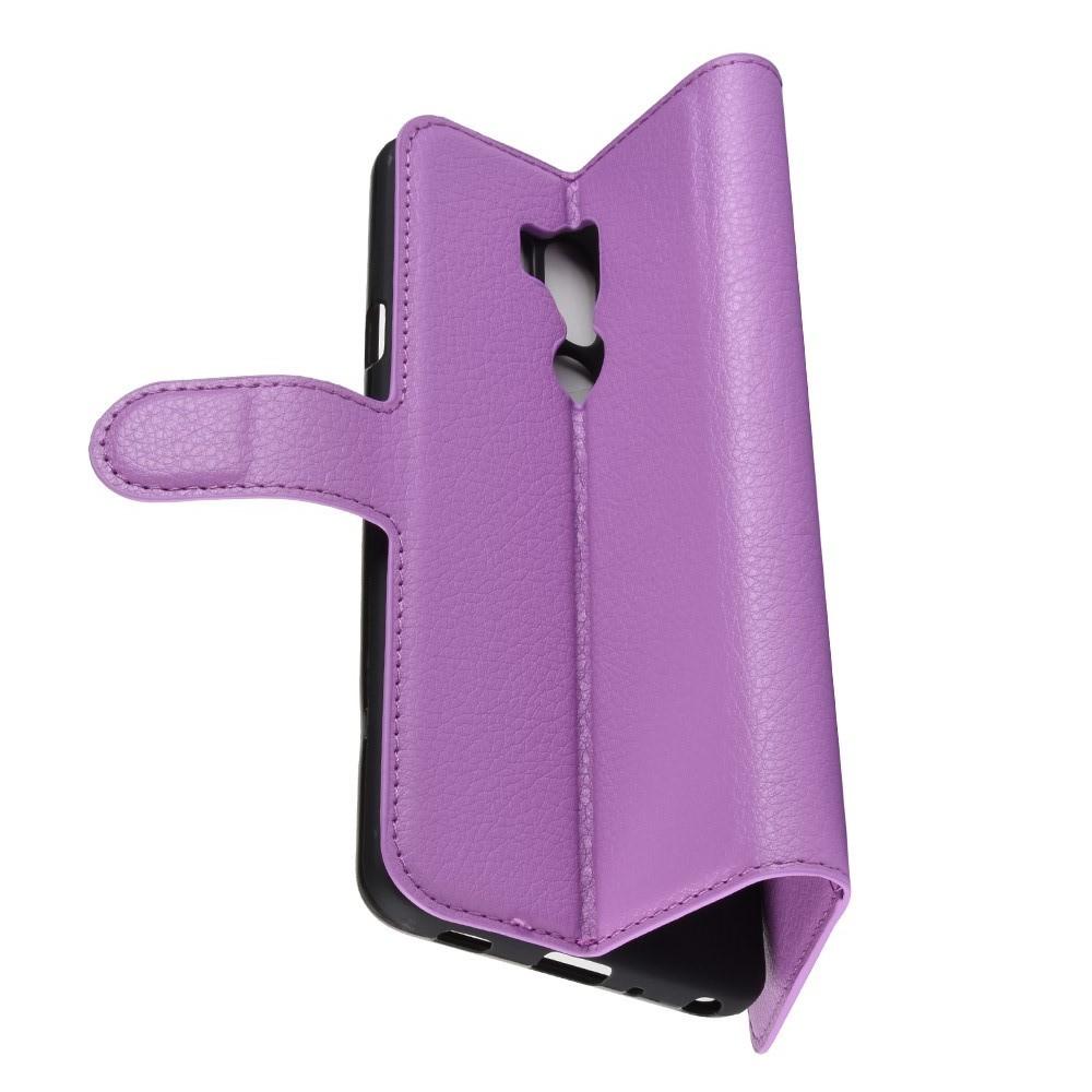 Флип чехол книжка с кошельком подставкой отделениями для карт и магнитной застежкой для LG G7 ThinQ Фиолетовый