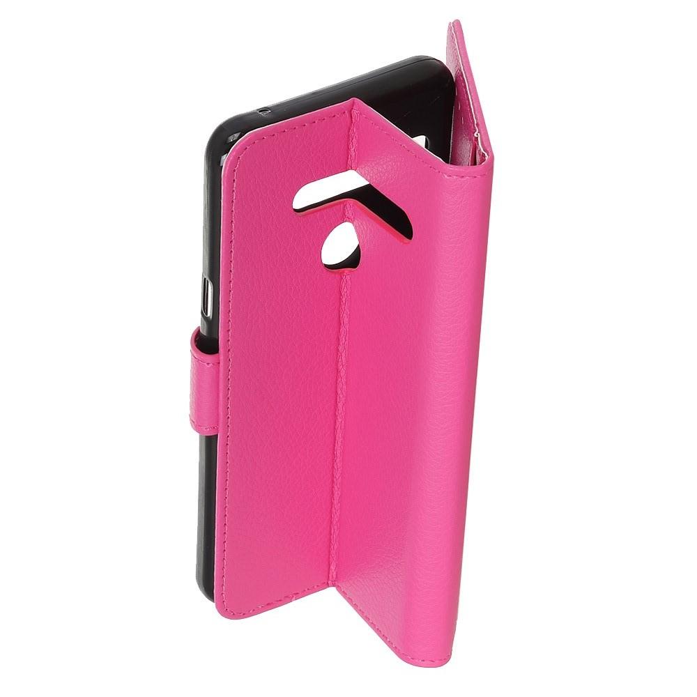Флип чехол книжка с кошельком подставкой отделениями для карт и магнитной застежкой для LG G8s ThinQ Розовый