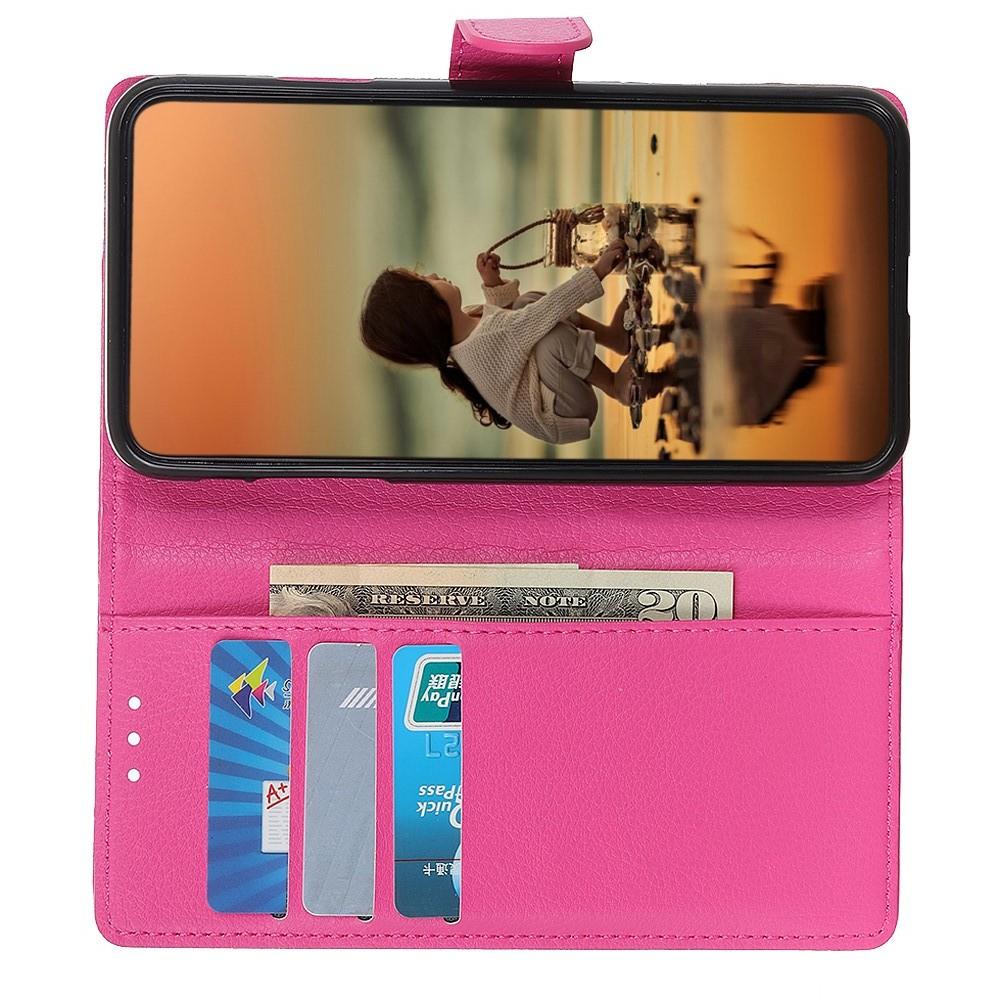 Флип чехол книжка с кошельком подставкой отделениями для карт и магнитной застежкой для LG G8s ThinQ Розовый