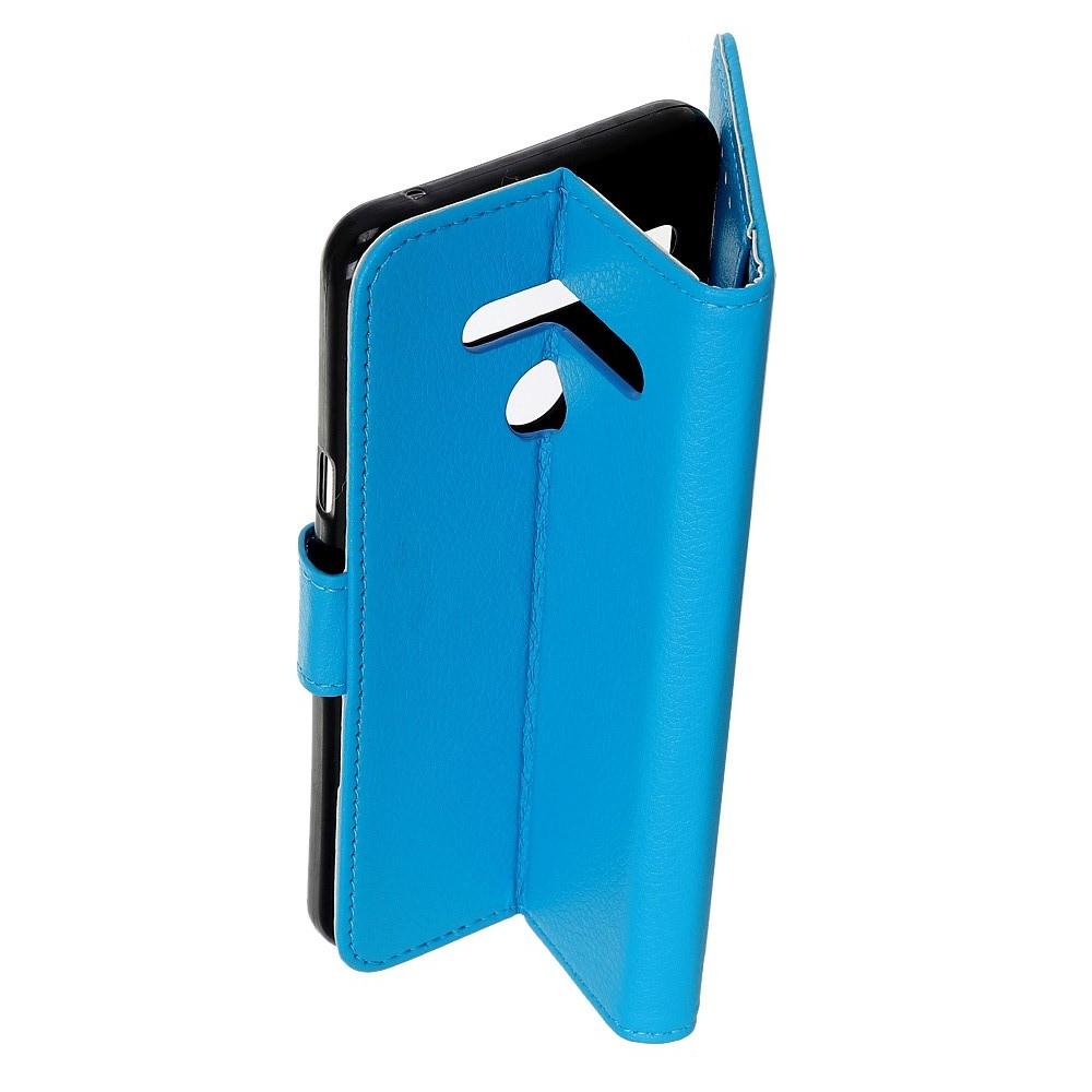 Флип чехол книжка с кошельком подставкой отделениями для карт и магнитной застежкой для LG G8s ThinQ Голубой