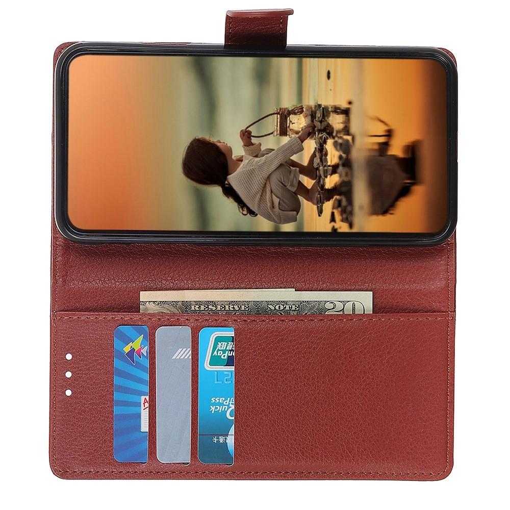 Флип чехол книжка с кошельком подставкой отделениями для карт и магнитной застежкой для LG G8s ThinQ Коричневый