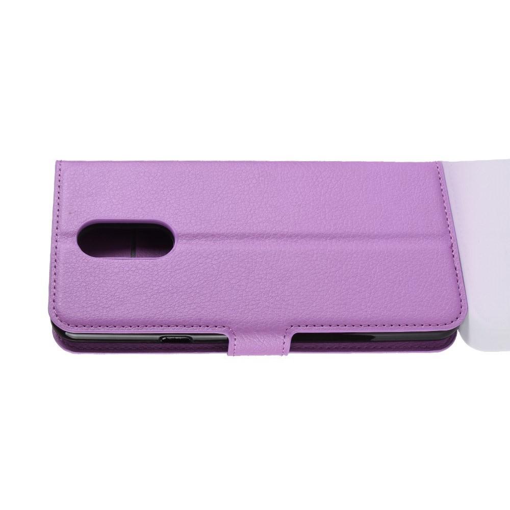 Флип чехол книжка с кошельком подставкой отделениями для карт и магнитной застежкой для LG Q Stylus+ Фиолетовый