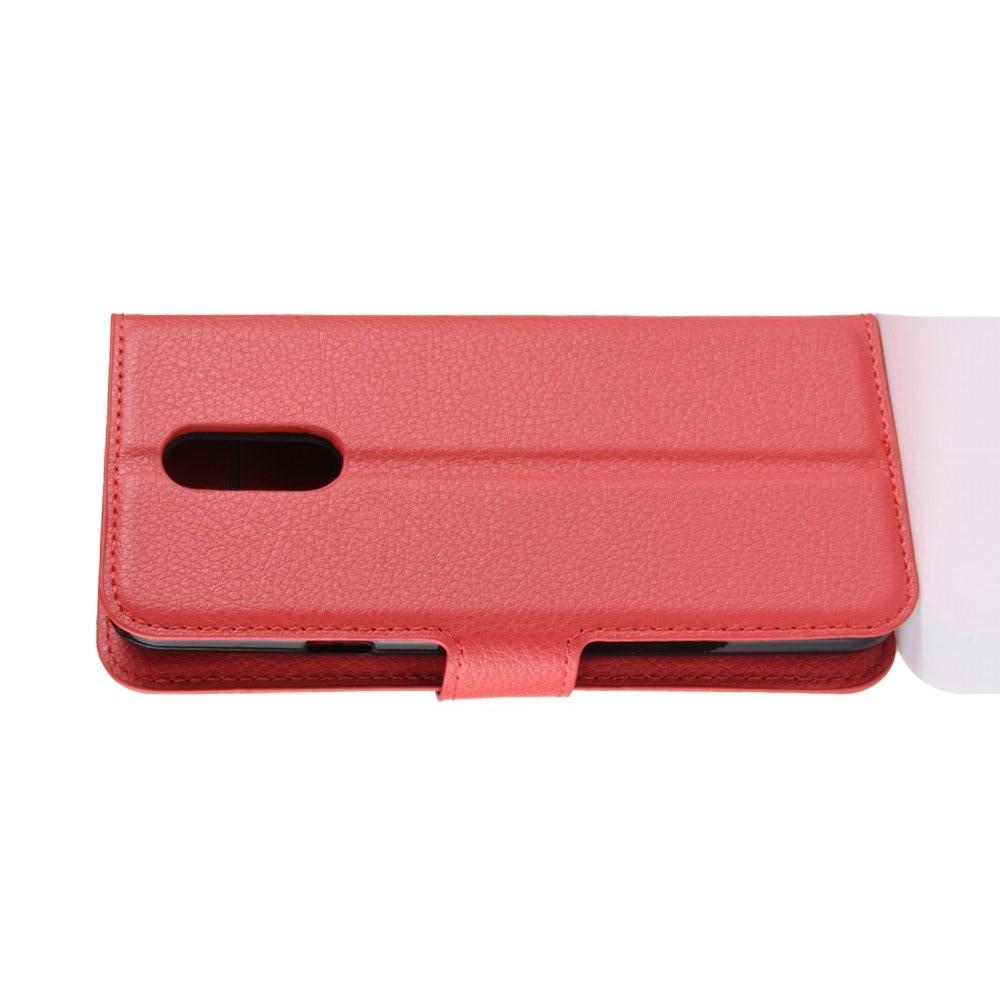 Флип чехол книжка с кошельком подставкой отделениями для карт и магнитной застежкой для LG Q7 / Q7+ / Q7a Красный