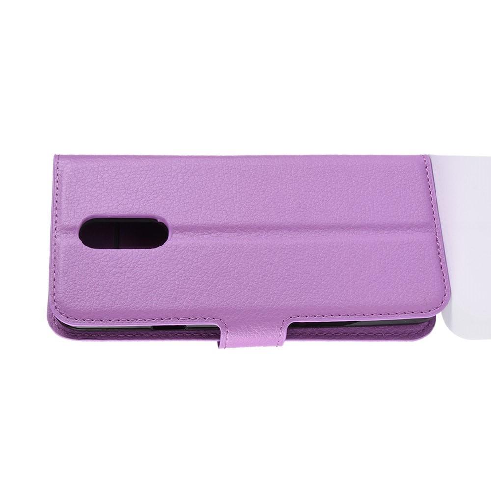 Флип чехол книжка с кошельком подставкой отделениями для карт и магнитной застежкой для LG Q7 / Q7+ / Q7a Фиолетовый