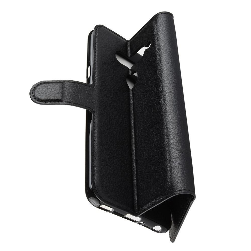 Флип чехол книжка с кошельком подставкой отделениями для карт и магнитной застежкой для LG V40 ThinQ Черный