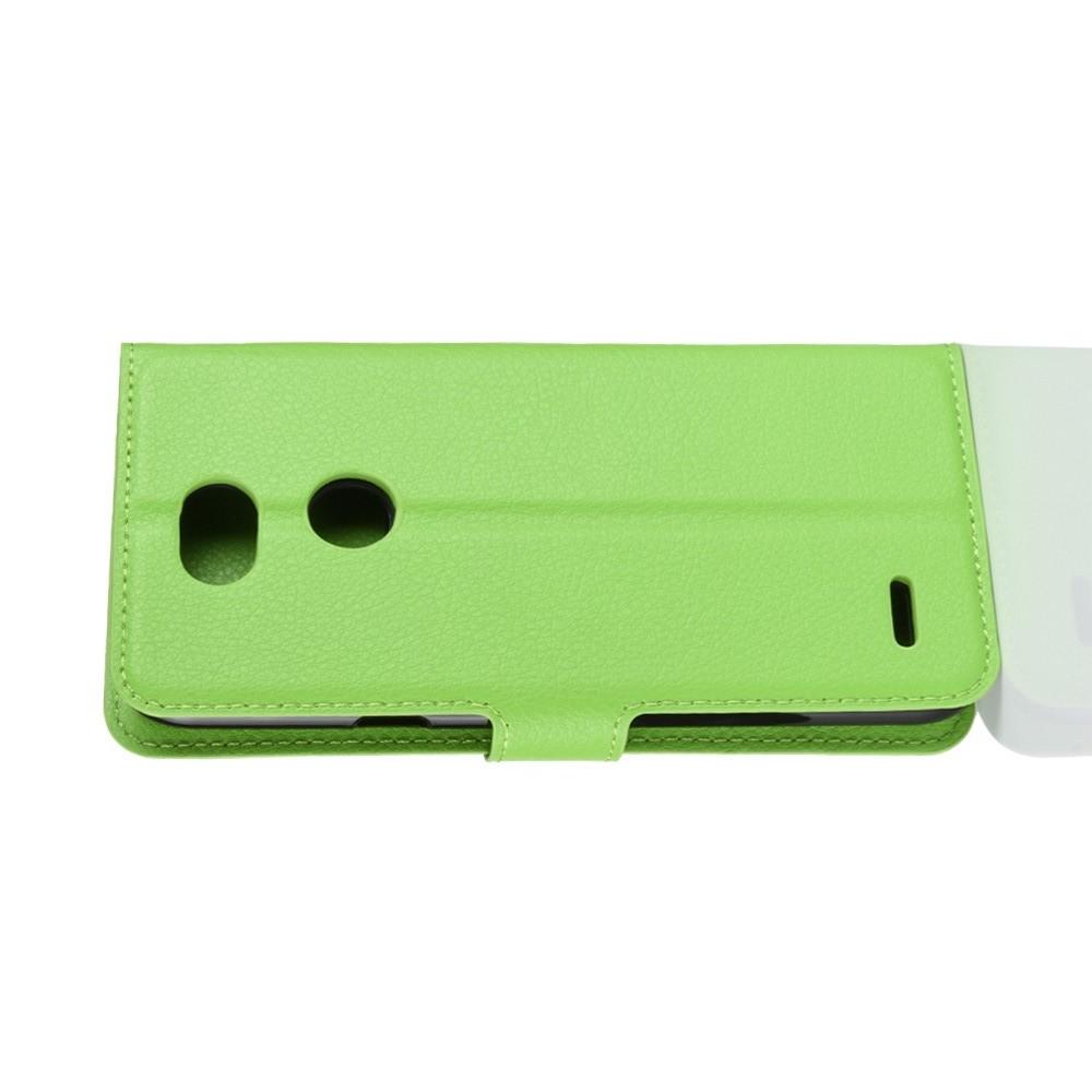 Флип чехол книжка с кошельком подставкой отделениями для карт и магнитной застежкой для LG X Power 3 Зеленый