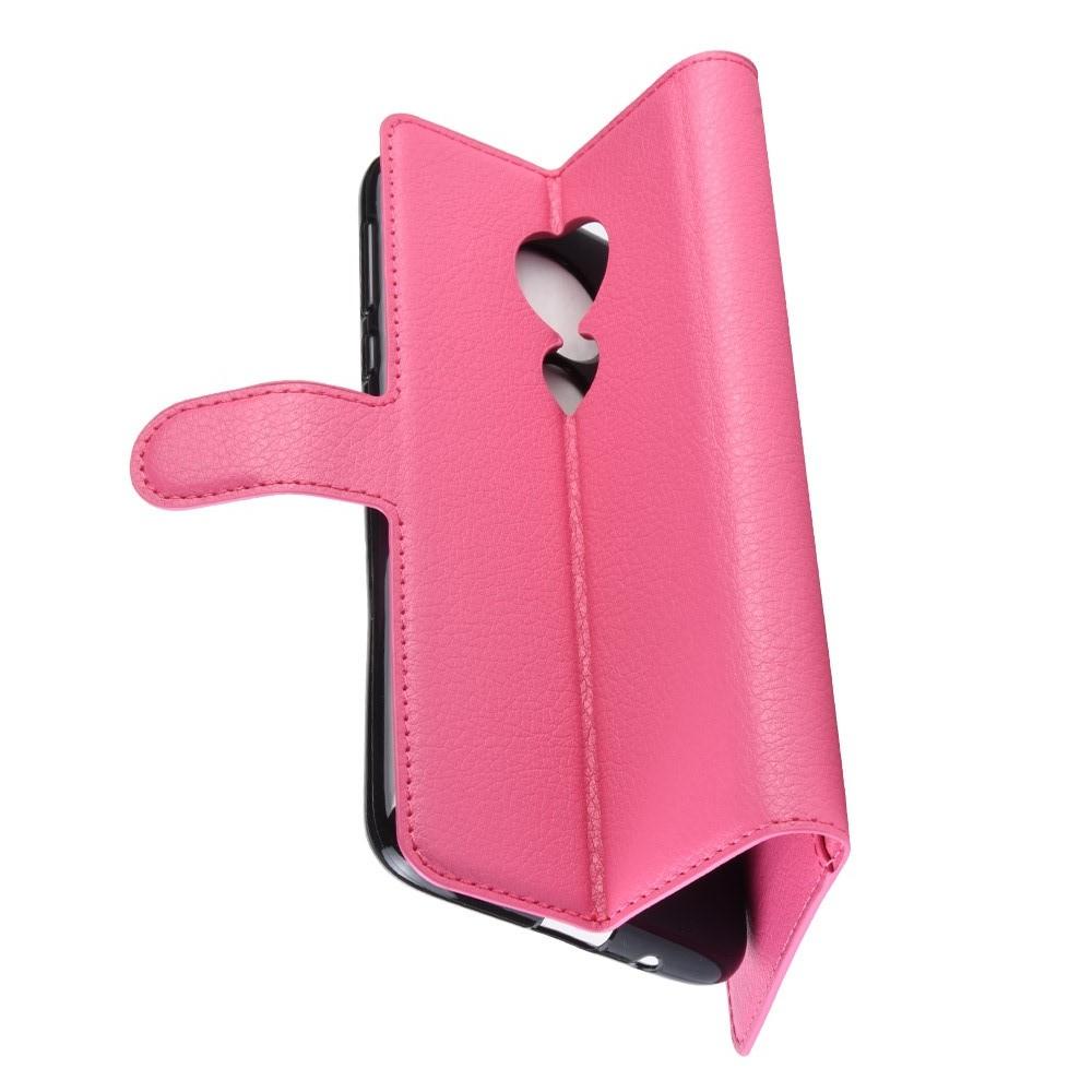 Флип чехол книжка с кошельком подставкой отделениями для карт и магнитной застежкой для Motorola Moto G7 Power Розовый