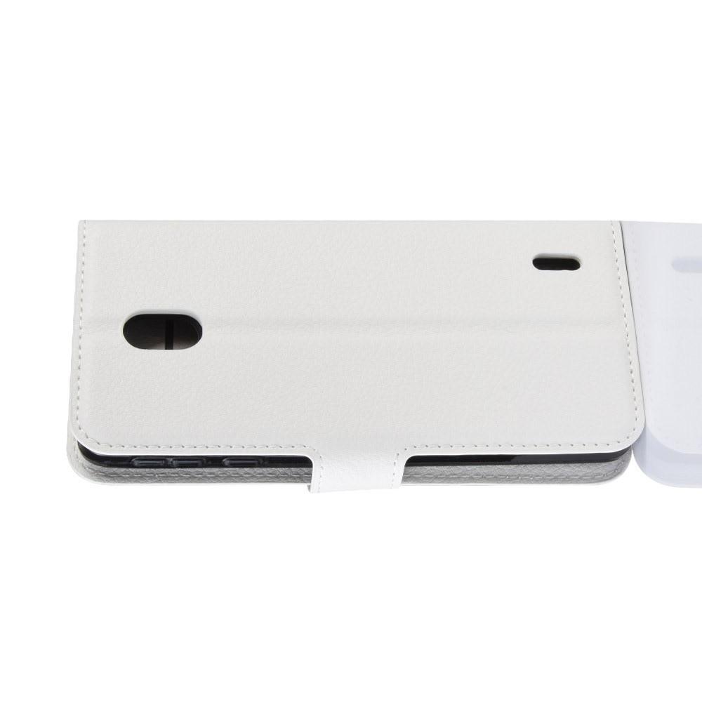 Флип чехол книжка с кошельком подставкой отделениями для карт и магнитной застежкой для Nokia 1 Plus Белый