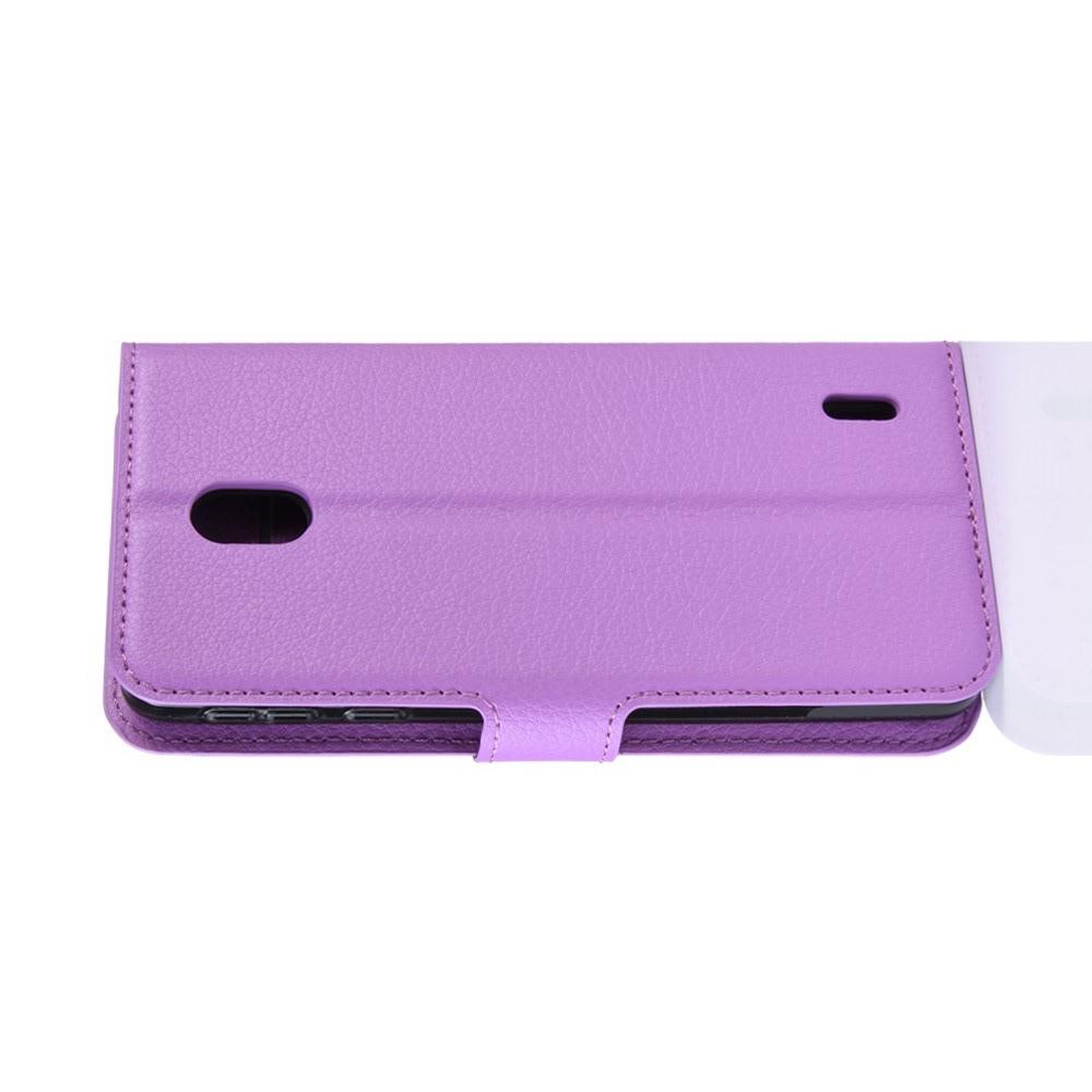 Флип чехол книжка с кошельком подставкой отделениями для карт и магнитной застежкой для Nokia 1 Plus Фиолетовый