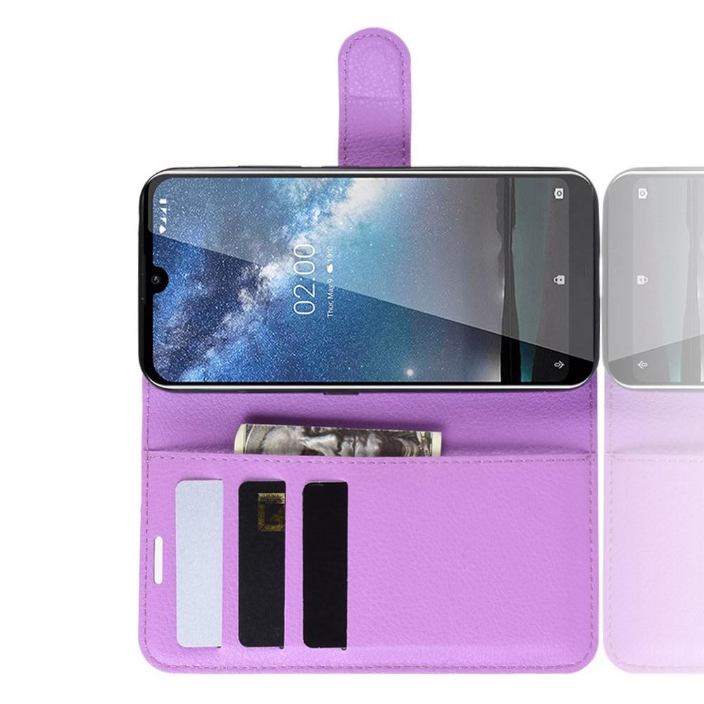 Флип чехол книжка с кошельком подставкой отделениями для карт и магнитной застежкой для Nokia 2.2 Фиолетовый