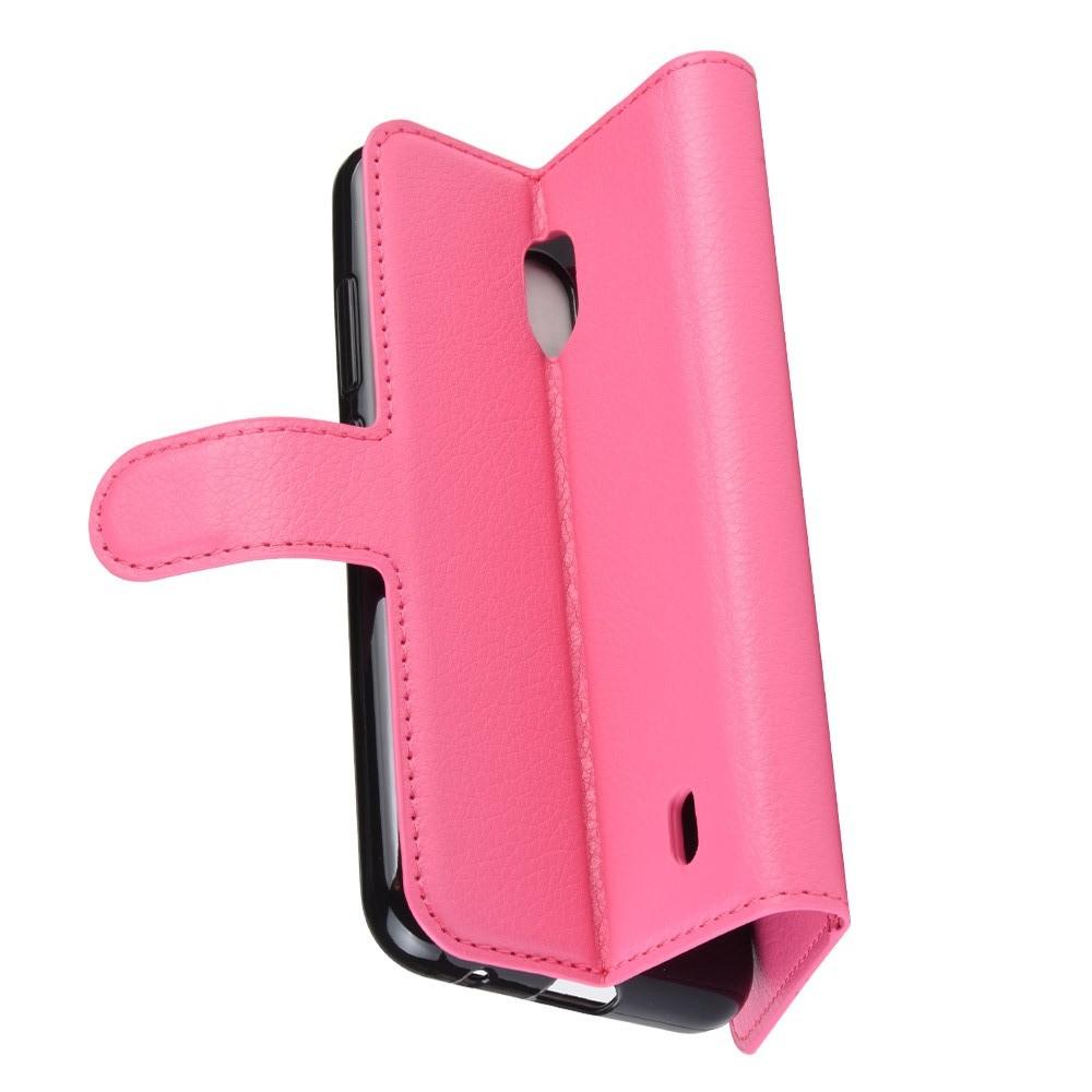 Флип чехол книжка с кошельком подставкой отделениями для карт и магнитной застежкой для Nokia 2.2 Розовый