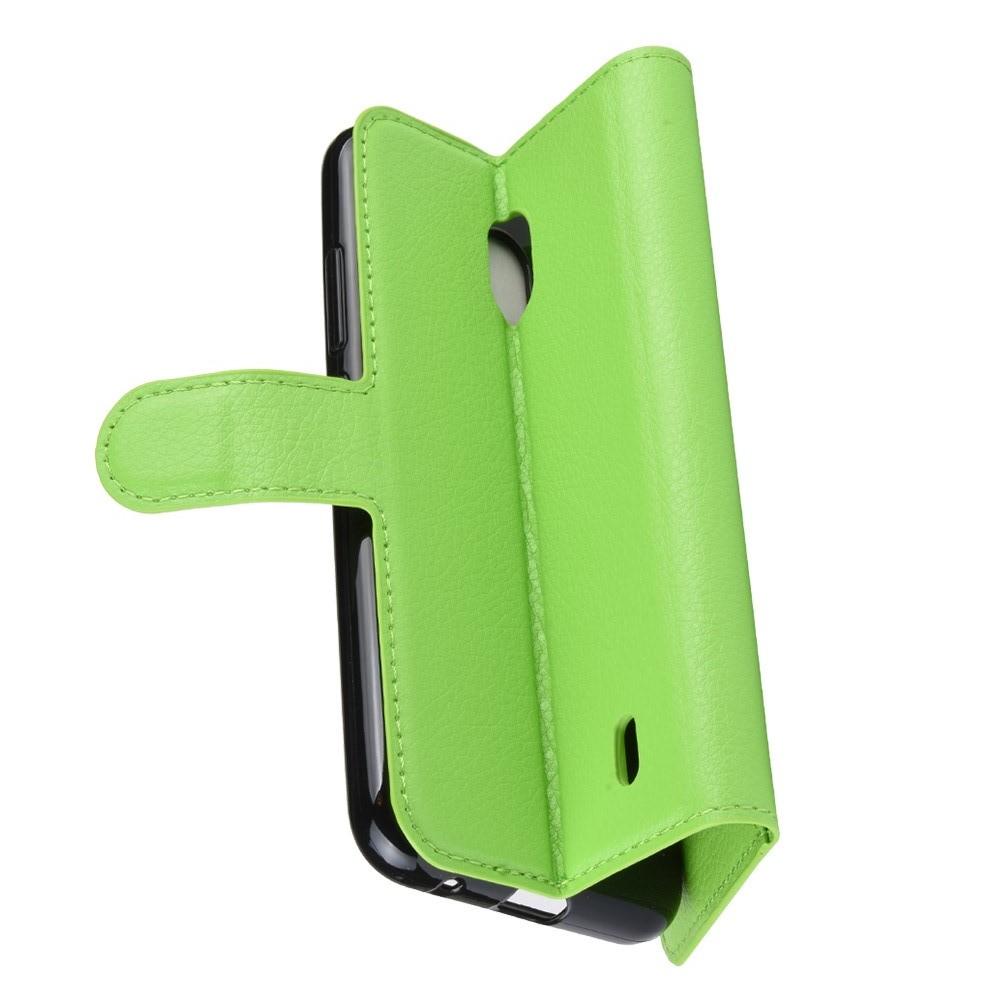 Флип чехол книжка с кошельком подставкой отделениями для карт и магнитной застежкой для Nokia 2.2 Зеленый