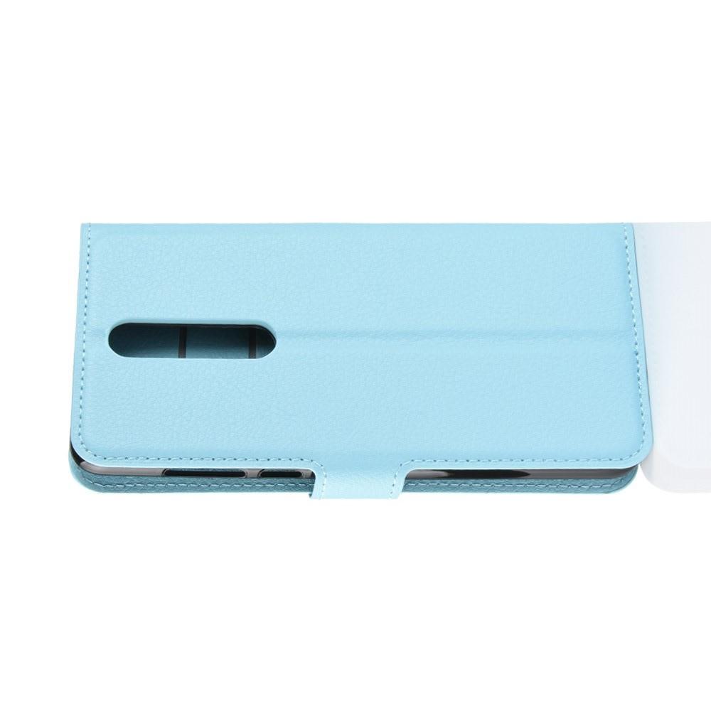 Флип чехол книжка с кошельком подставкой отделениями для карт и магнитной застежкой для Nokia 3.1 Plus Голубой