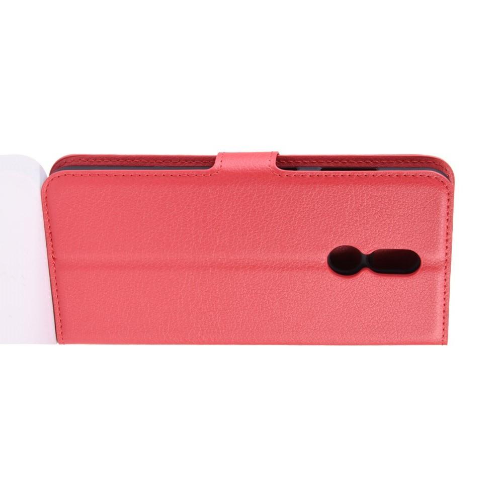 Флип чехол книжка с кошельком подставкой отделениями для карт и магнитной застежкой для Nokia 3.2 Красный