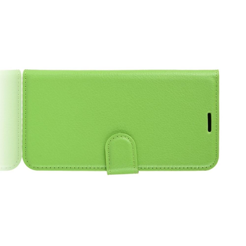 Флип чехол книжка с кошельком подставкой отделениями для карт и магнитной застежкой для Nokia 3.2 Зеленый