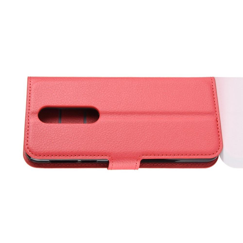 Флип чехол книжка с кошельком подставкой отделениями для карт и магнитной застежкой для Nokia 7.1 Красный