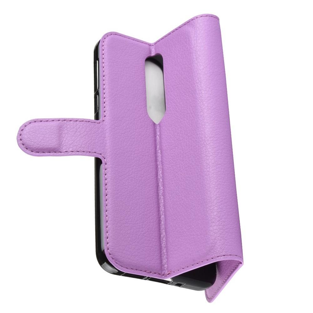 Флип чехол книжка с кошельком подставкой отделениями для карт и магнитной застежкой для Nokia 7.1 Фиолетовый