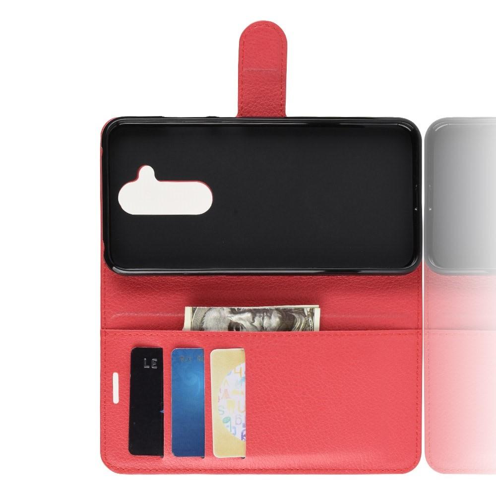 Флип чехол книжка с кошельком подставкой отделениями для карт и магнитной застежкой для Nokia 8.1 Красный