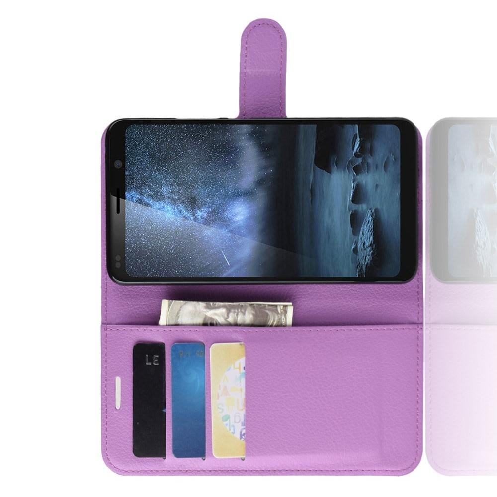 Флип чехол книжка с кошельком подставкой отделениями для карт и магнитной застежкой для Nokia 9 PureView Фиолетовый