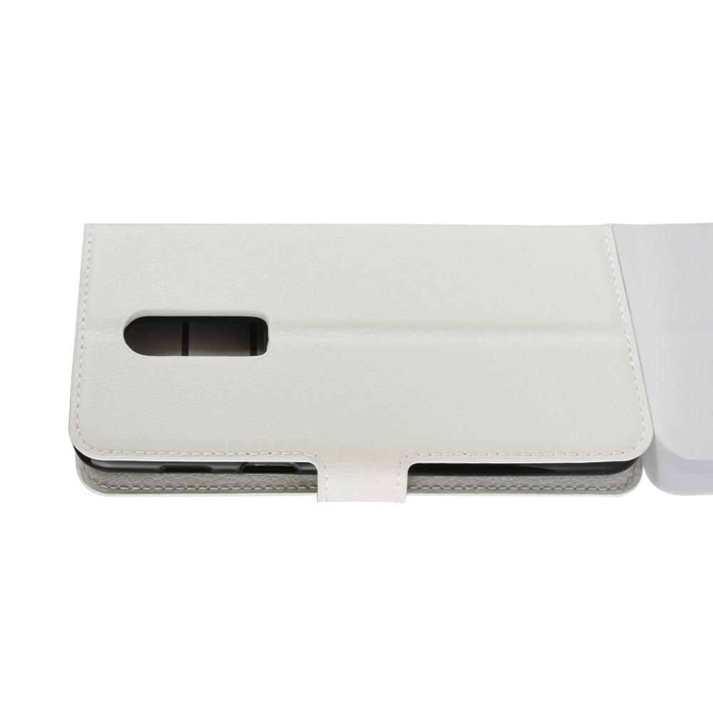 Флип чехол книжка с кошельком подставкой отделениями для карт и магнитной застежкой для OnePlus 6 Белый