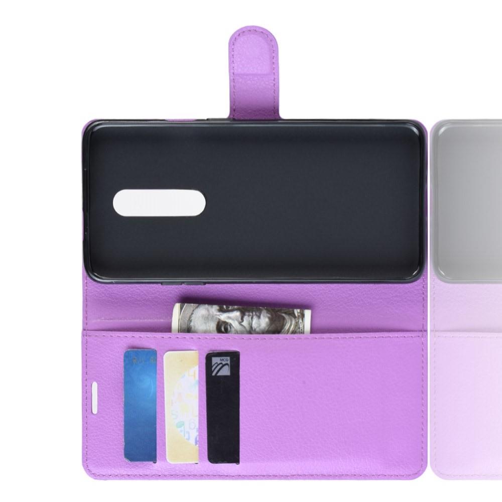 Флип чехол книжка с кошельком подставкой отделениями для карт и магнитной застежкой для OnePlus 7 Pro Фиолетовый