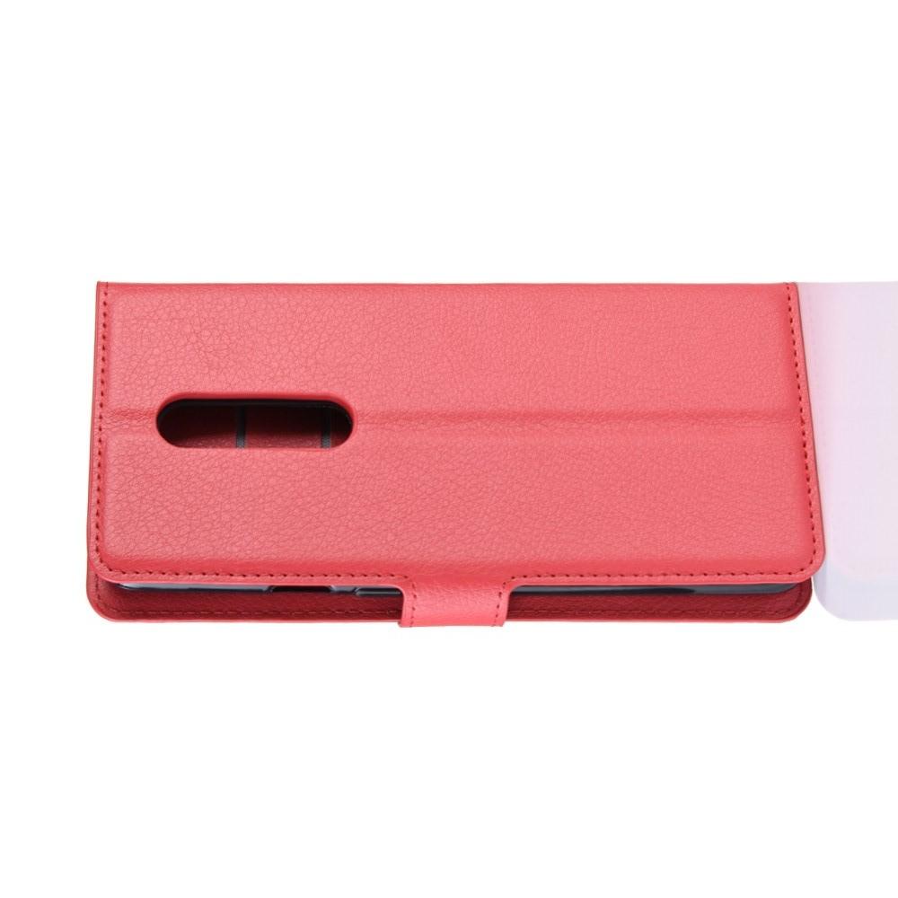 Флип чехол книжка с кошельком подставкой отделениями для карт и магнитной застежкой для OnePlus 7 Pro Красный