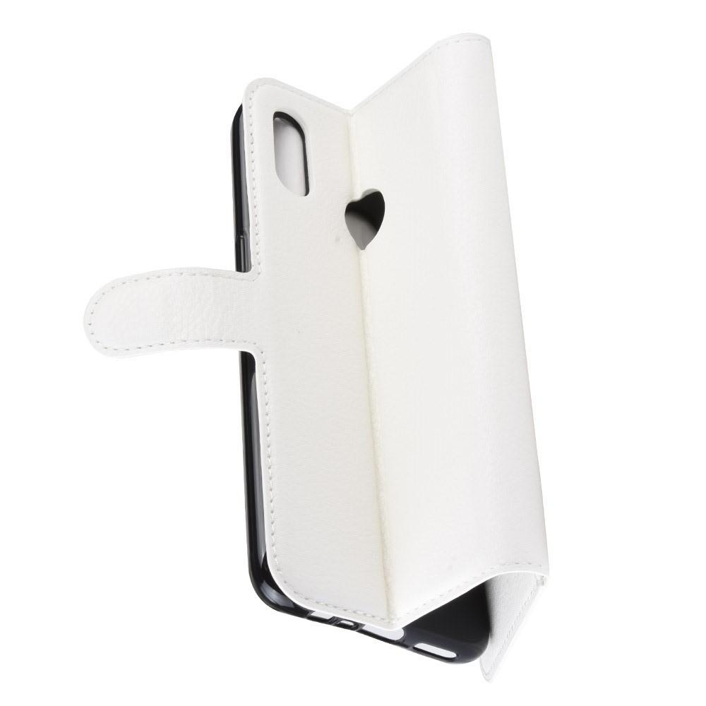Флип чехол книжка с кошельком подставкой отделениями для карт и магнитной застежкой для Oppo Realme 3 Белый