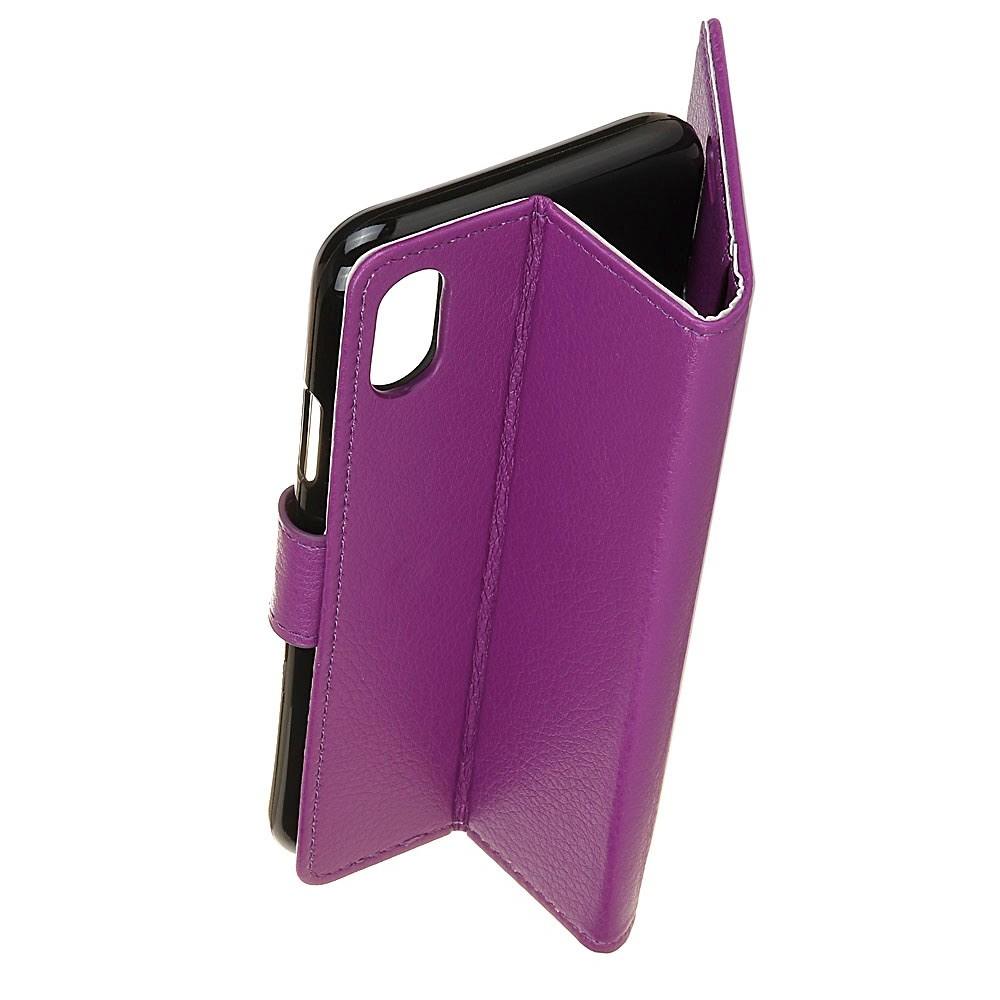 Флип чехол книжка с кошельком подставкой отделениями для карт и магнитной застежкой для Samsung Galaxy A10e Фиолетовый