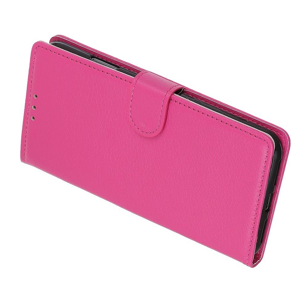 Флип чехол книжка с кошельком подставкой отделениями для карт и магнитной застежкой для Samsung Galaxy A10e Розовый