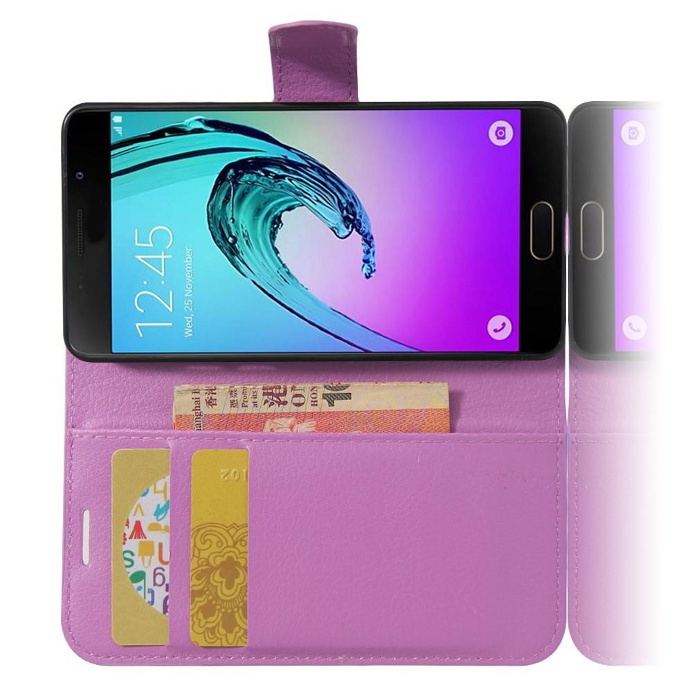 Флип чехол книжка с кошельком подставкой отделениями для карт и магнитной застежкой для Samsung Galaxy A3 2017 SM-A320F Фиолетовый