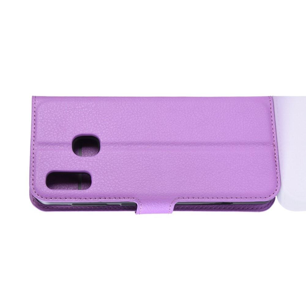 Флип чехол книжка с кошельком подставкой отделениями для карт и магнитной застежкой для Samsung Galaxy A40 Фиолетовый