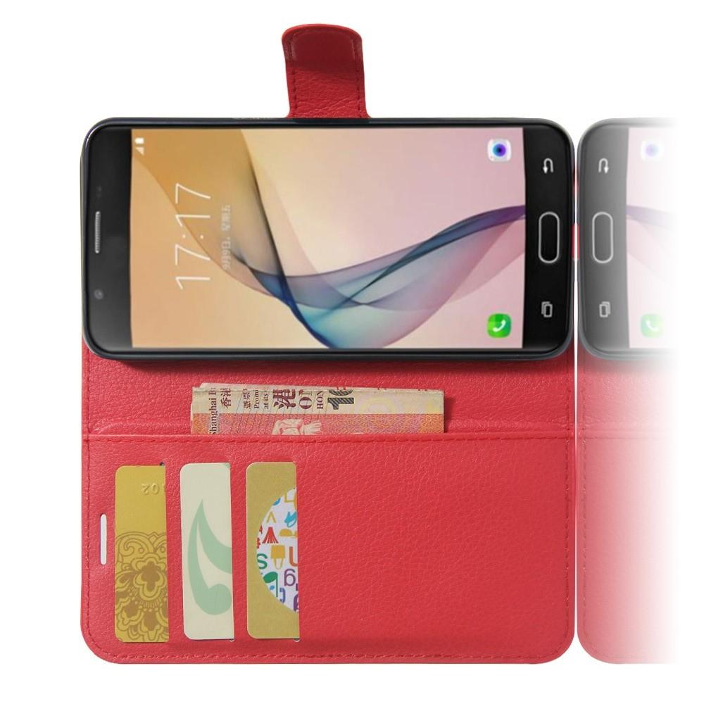 Флип чехол книжка с кошельком подставкой отделениями для карт и магнитной застежкой для Samsung Galaxy A5 2017 SM-A520F Красный