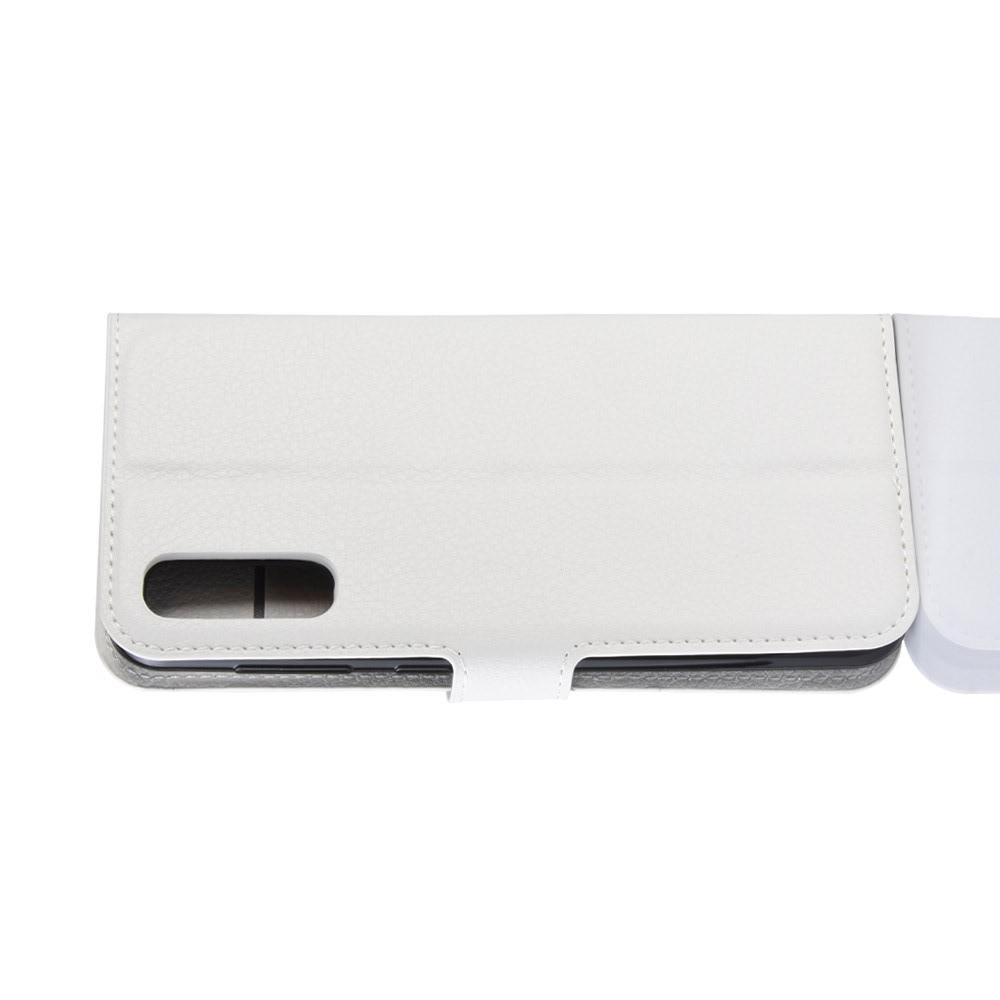 Флип чехол книжка с кошельком подставкой отделениями для карт и магнитной застежкой для Samsung Galaxy A50 Белый