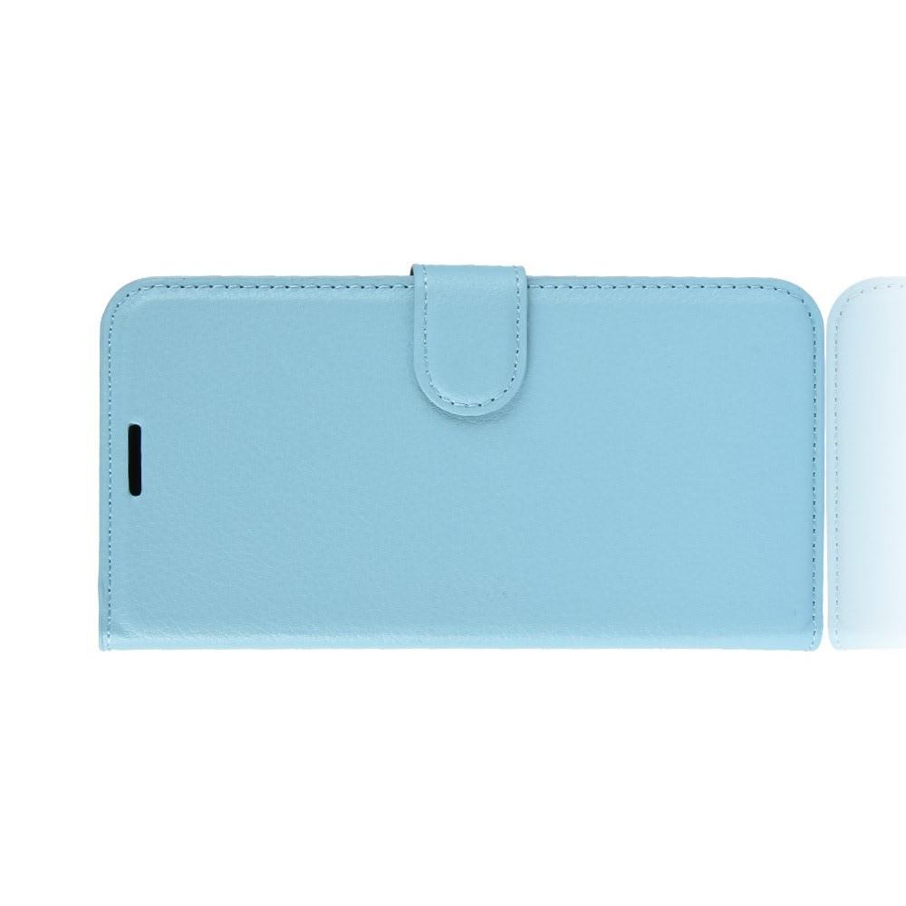 Флип чехол книжка с кошельком подставкой отделениями для карт и магнитной застежкой для Samsung Galaxy A50 Голубой