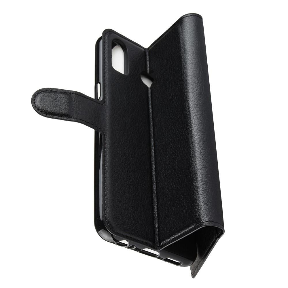 Флип чехол книжка с кошельком подставкой отделениями для карт и магнитной застежкой для Samsung Galaxy A6s Черный