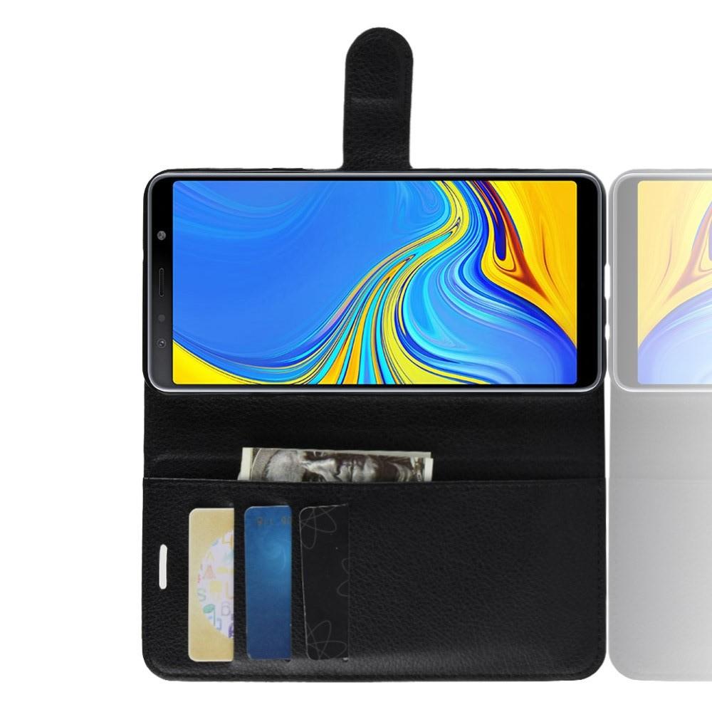 Флип чехол книжка с кошельком подставкой отделениями для карт и магнитной застежкой для Samsung Galaxy A7 2018 SM-A750 Черный