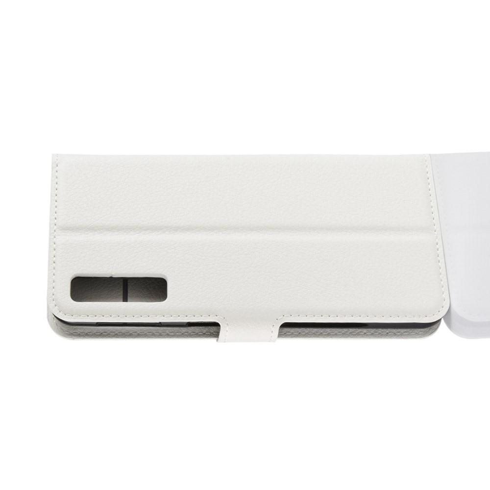 Флип чехол книжка с кошельком подставкой отделениями для карт и магнитной застежкой для Samsung Galaxy A7 2018 SM-A750 Белый