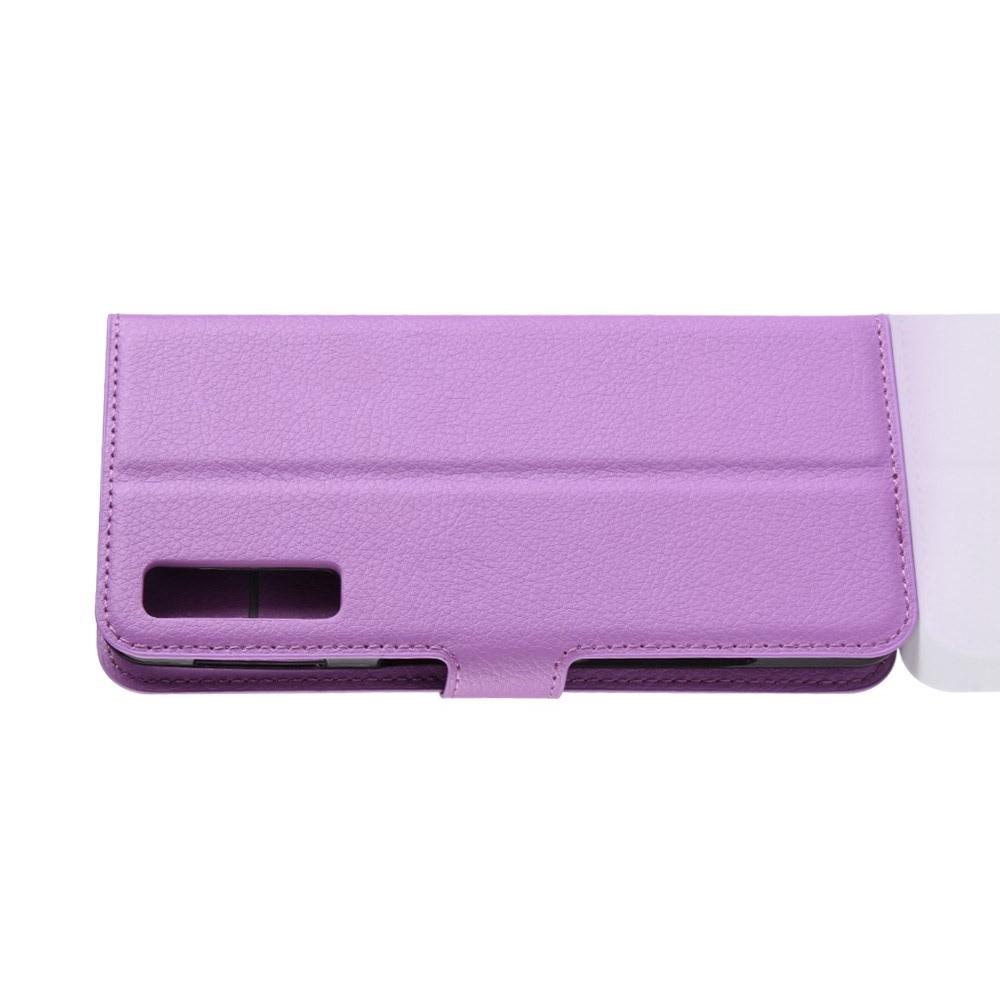 Флип чехол книжка с кошельком подставкой отделениями для карт и магнитной застежкой для Samsung Galaxy A7 2018 SM-A750 Фиолетовый