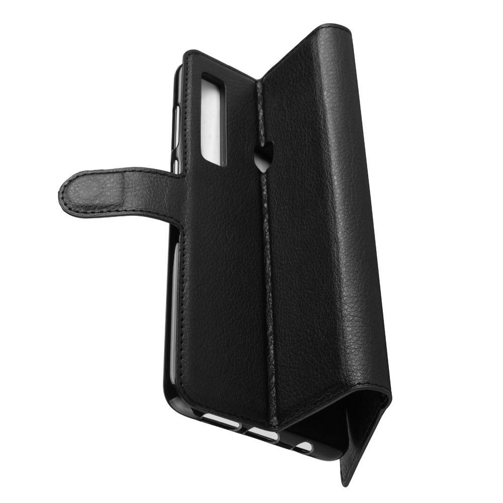 Флип чехол книжка с кошельком подставкой отделениями для карт и магнитной застежкой для Samsung Galaxy A9 2018 SM-A920F Черный