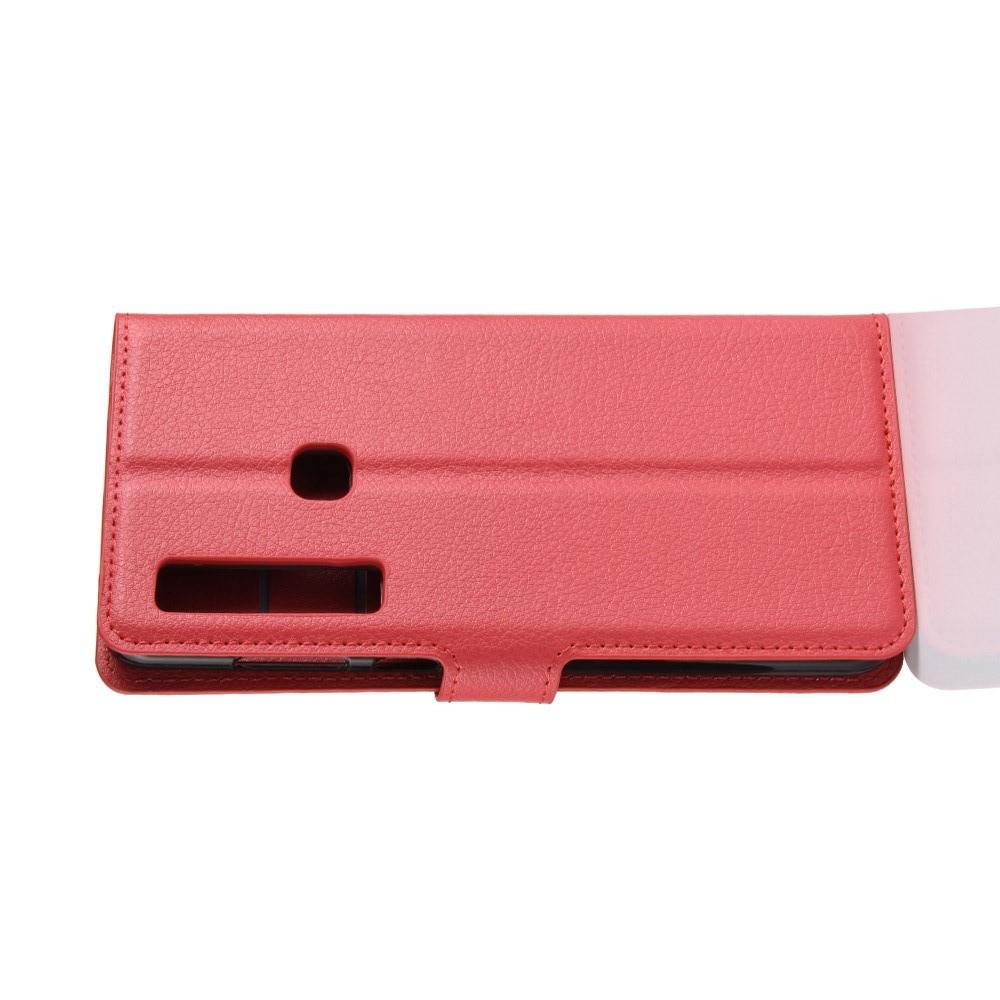 Флип чехол книжка с кошельком подставкой отделениями для карт и магнитной застежкой для Samsung Galaxy A9 2018 SM-A920F Красный