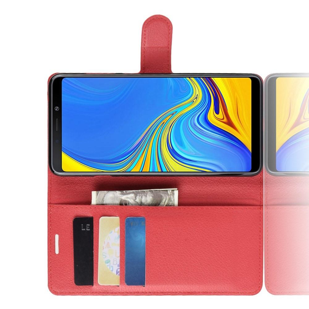 Флип чехол книжка с кошельком подставкой отделениями для карт и магнитной застежкой для Samsung Galaxy A9 2018 SM-A920F Красный