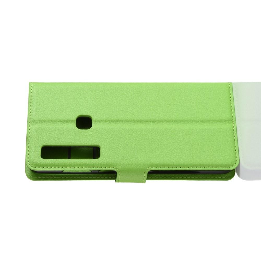 Флип чехол книжка с кошельком подставкой отделениями для карт и магнитной застежкой для Samsung Galaxy A9 2018 SM-A920F Зеленый